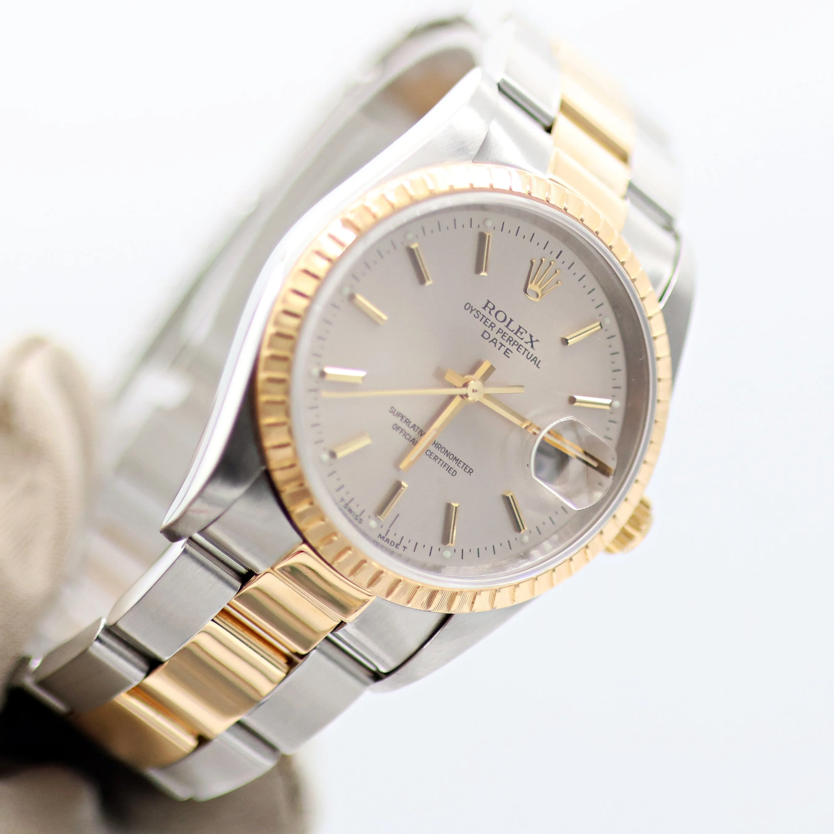 Rolex Oyster Perpetual Date ref. 15233 - Silver Dial - Oyster Bracelet - Image 10