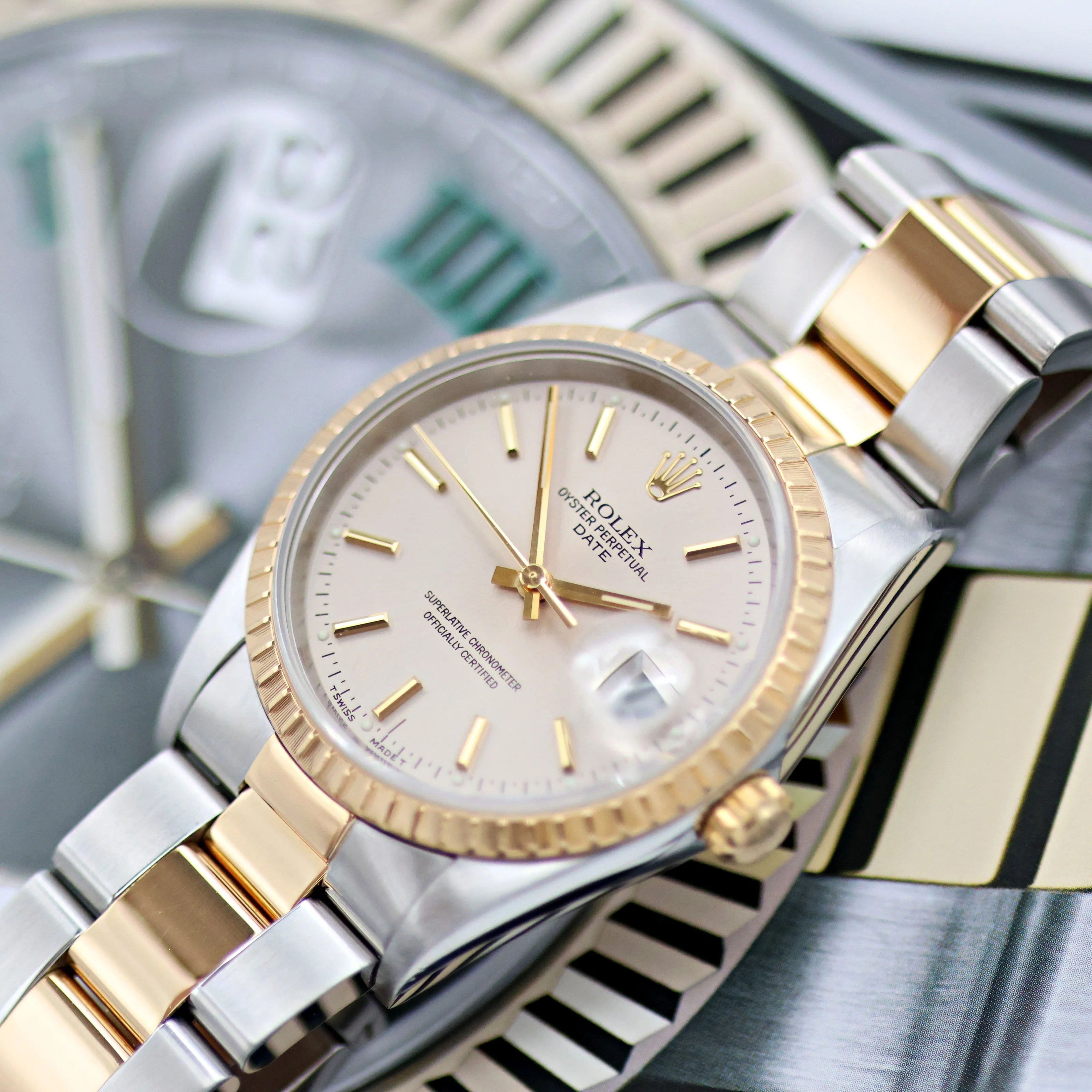 Rolex Oyster Perpetual Date ref. 15233 - Silver Dial - Oyster Bracelet - Image 12