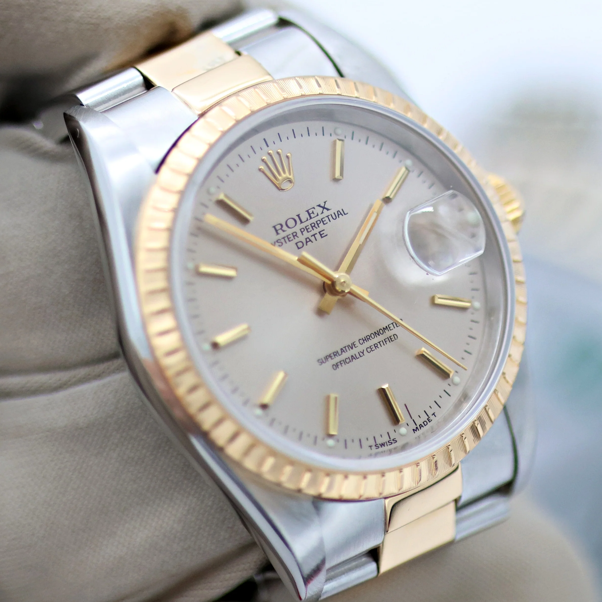 Rolex Oyster Perpetual Date ref. 15233 - Silver Dial - Oyster Bracelet - Image 6