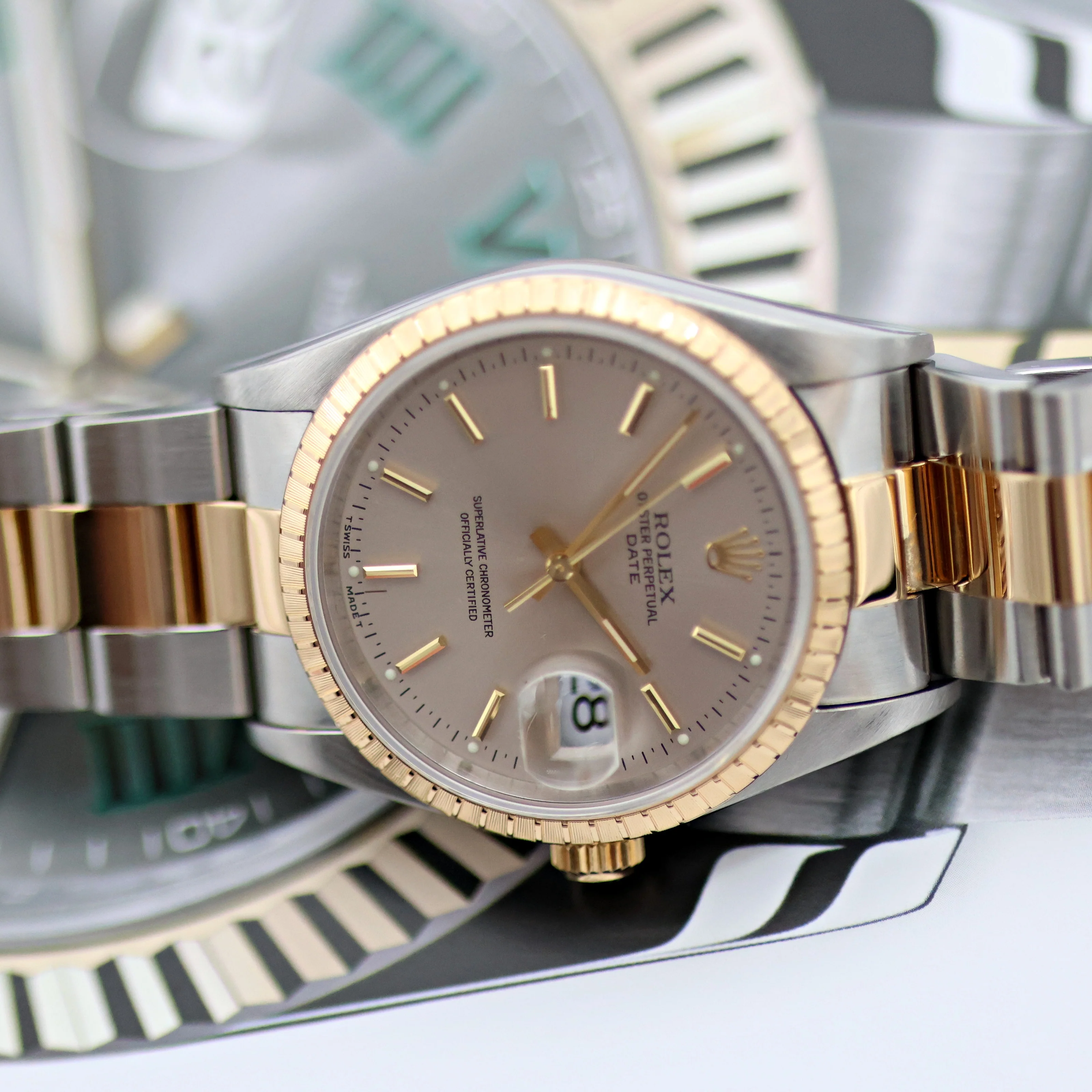 Rolex Oyster Perpetual Date ref. 15233 - Silver Dial - Oyster Bracelet - Image 8