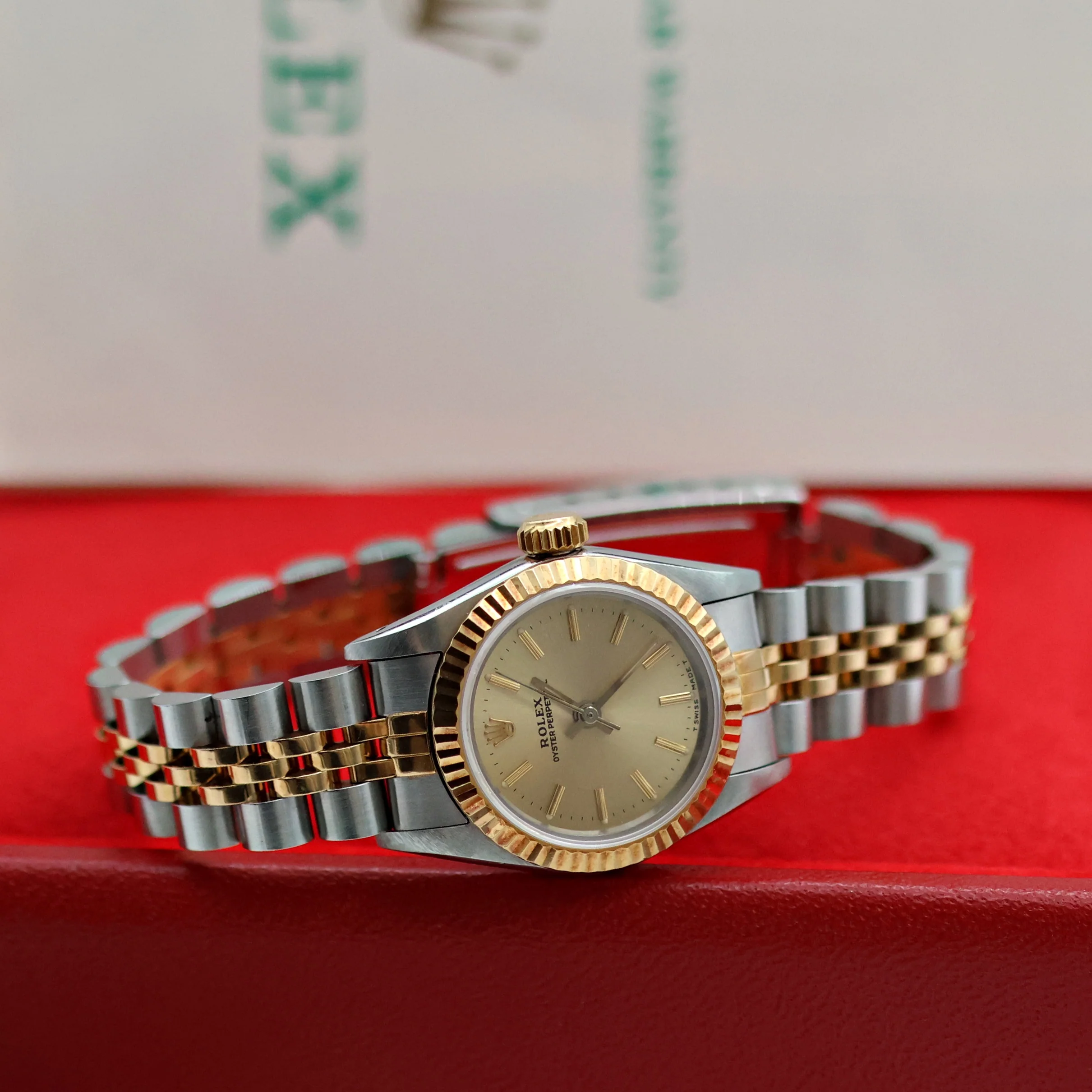 Rolex Oyster Perpetual Lady 67193 - Champagne Dial - Jubilee - Full Set - Image 6