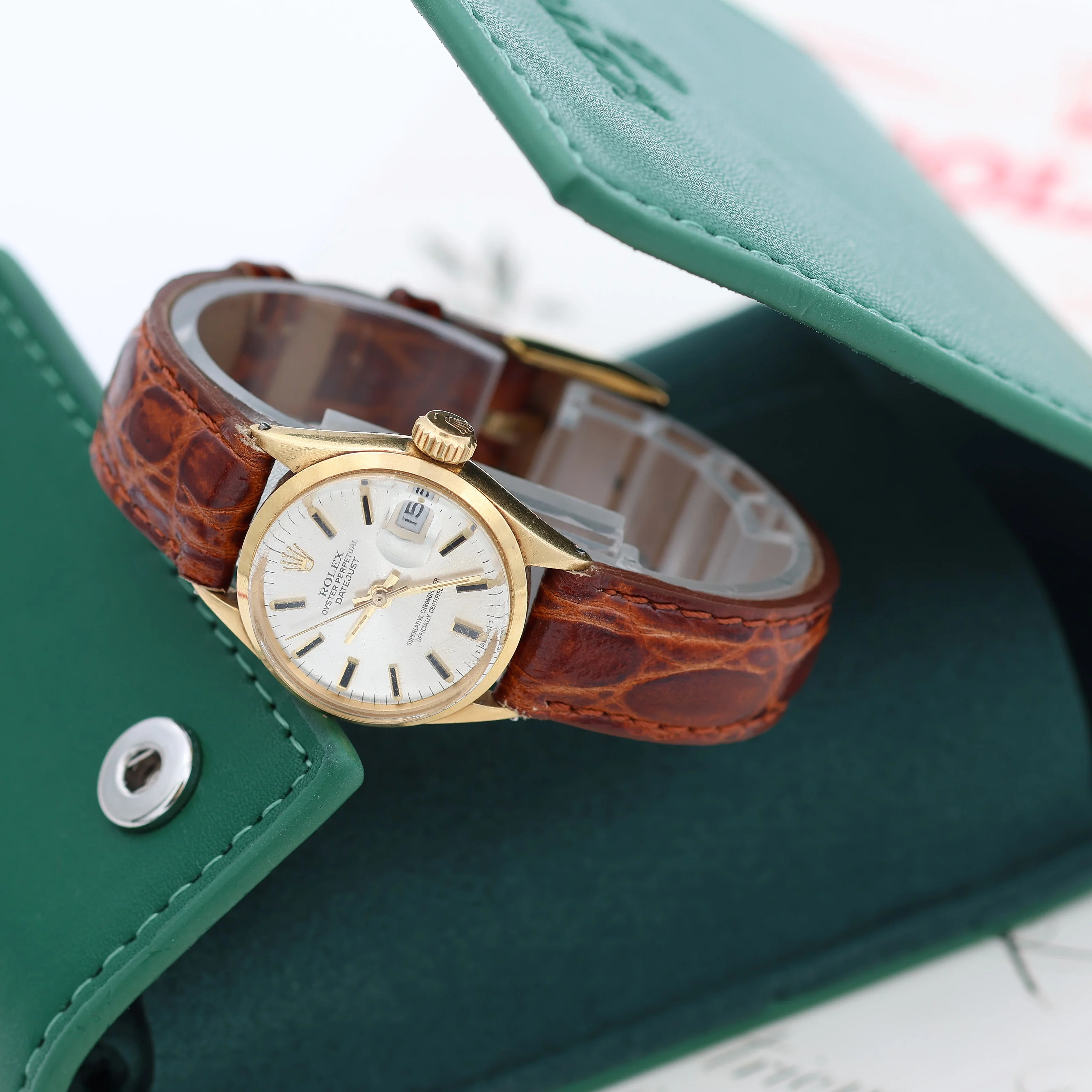 Rolex Oyster Perpetual Lady Datejust ref. 6516 Silver Dial - Leather Srap - Image 2