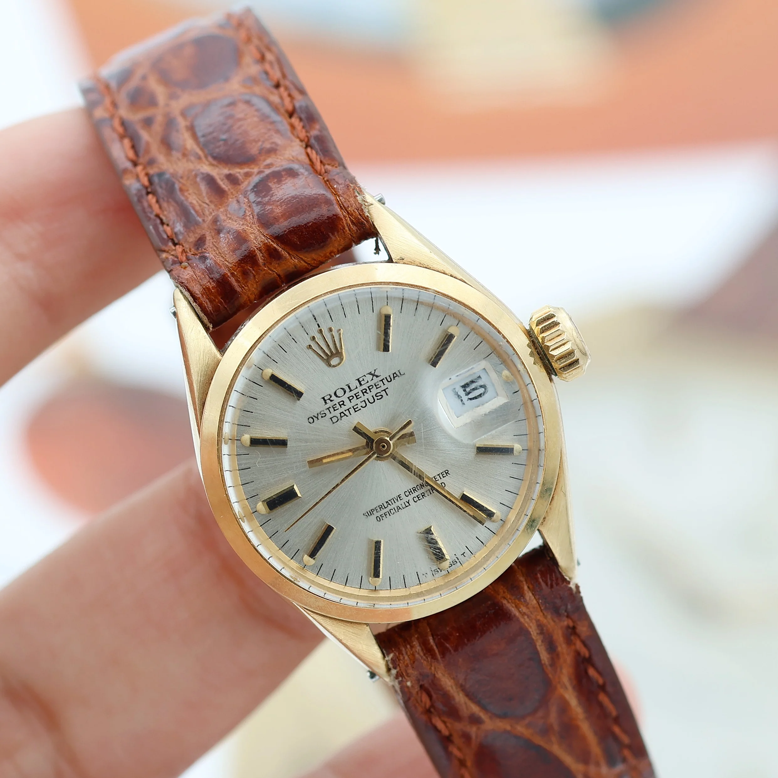 Rolex Oyster Perpetual Lady Datejust ref. 6516 Silver Dial - Leather Srap - Image 4