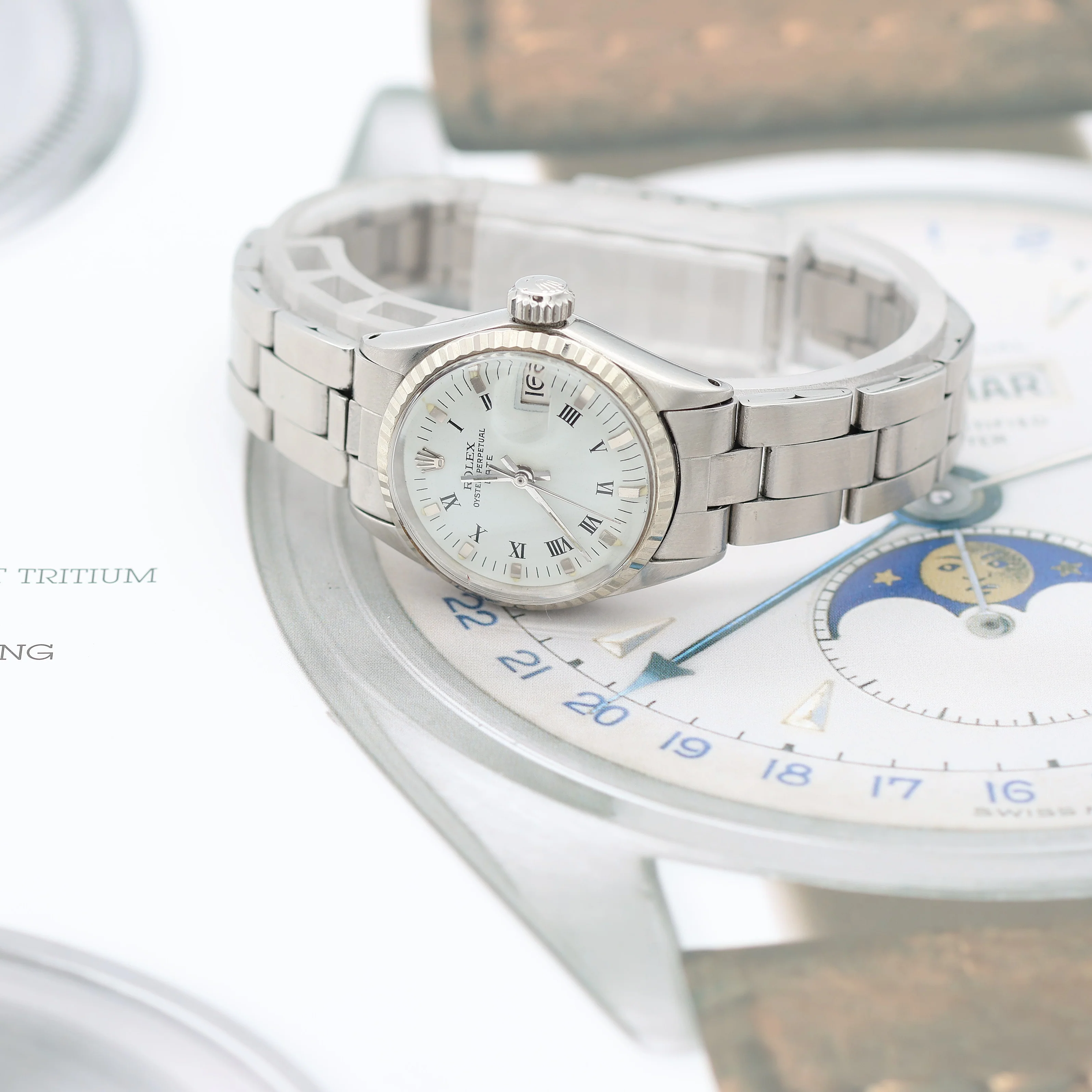 Rolex Oyster Perpetual Lady Date ref. 6517 White Roman Dial - Oyster Bracelet - Image 5