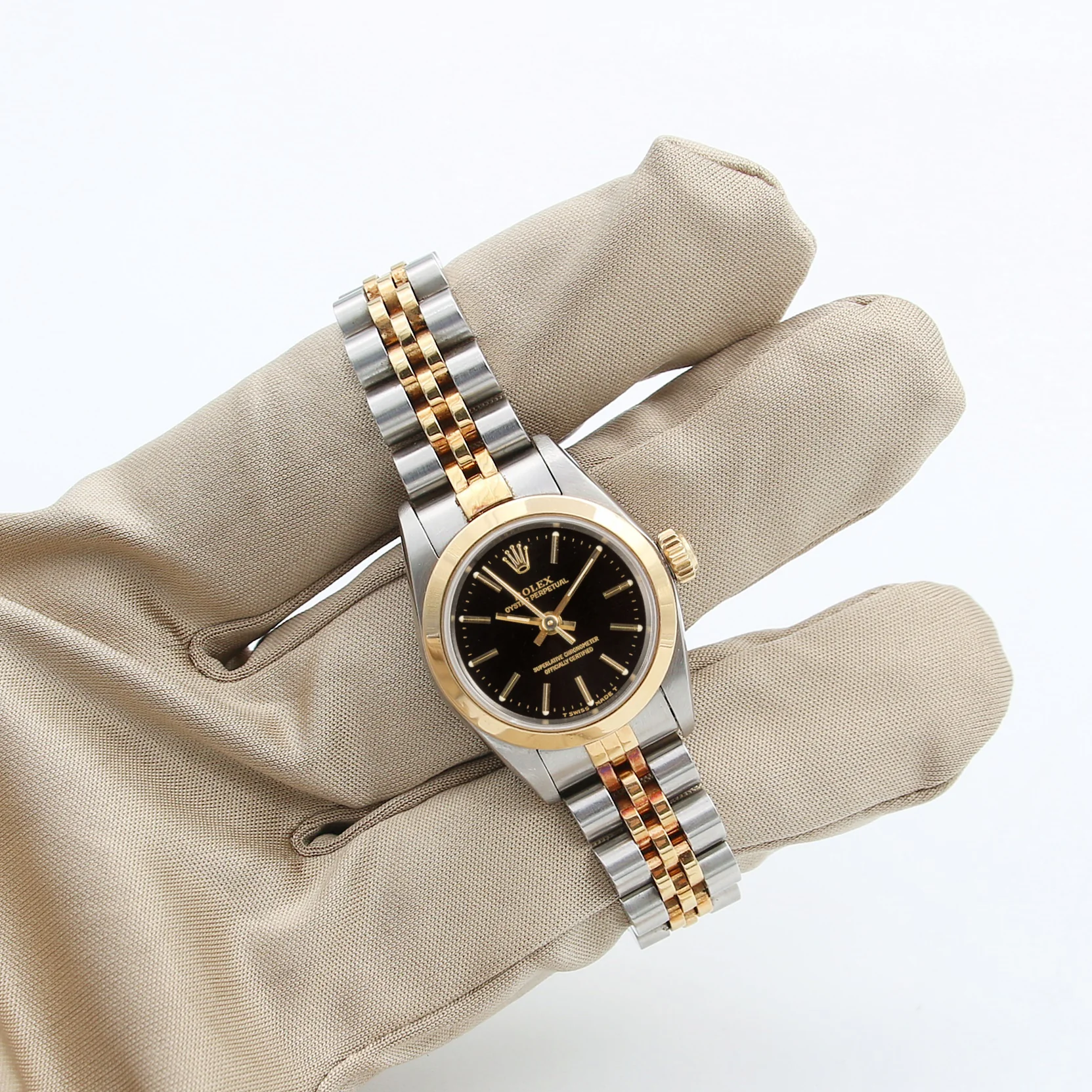 Rolex Oyster Perpetual Lady ref. 67183 Steel/Gold - Black Dial - Full Set