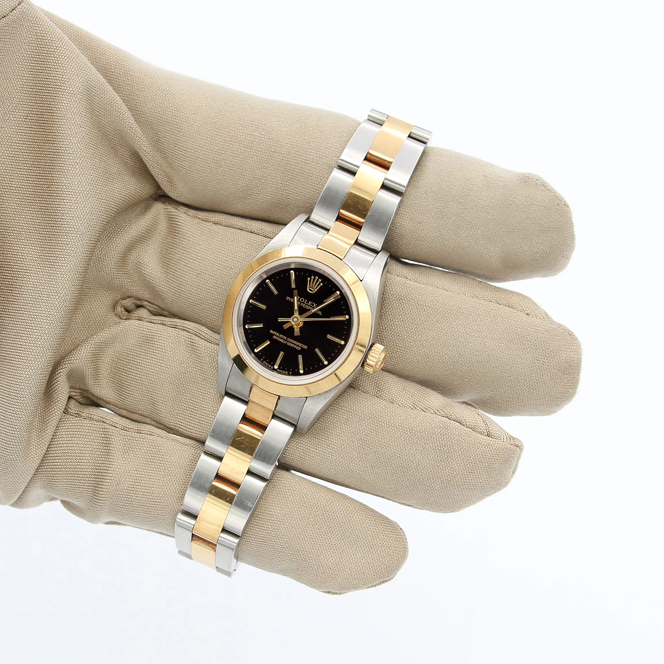 Rolex Oyster Perpetual Lady ref. 67183 Steel/Gold - Black Dial Oyster bracelet - Image 2