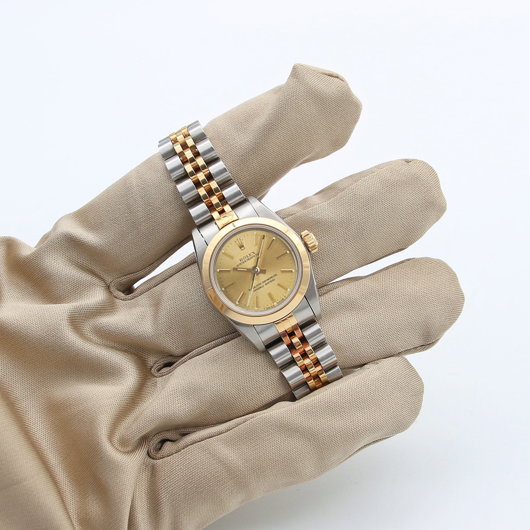 Rolex Oyster Perpetual Lady ref. 67183 Steel/Gold - Champagne Dial - Jubilee bracelet - Image 3