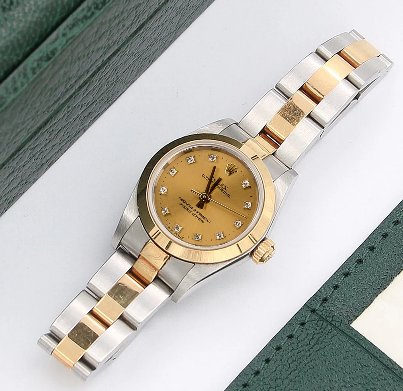 Rolex Oyster Perpetual Lady ref. 67183 Steel/Gold - Champagne Diamonds Dial Oyster bracelet - Image 3