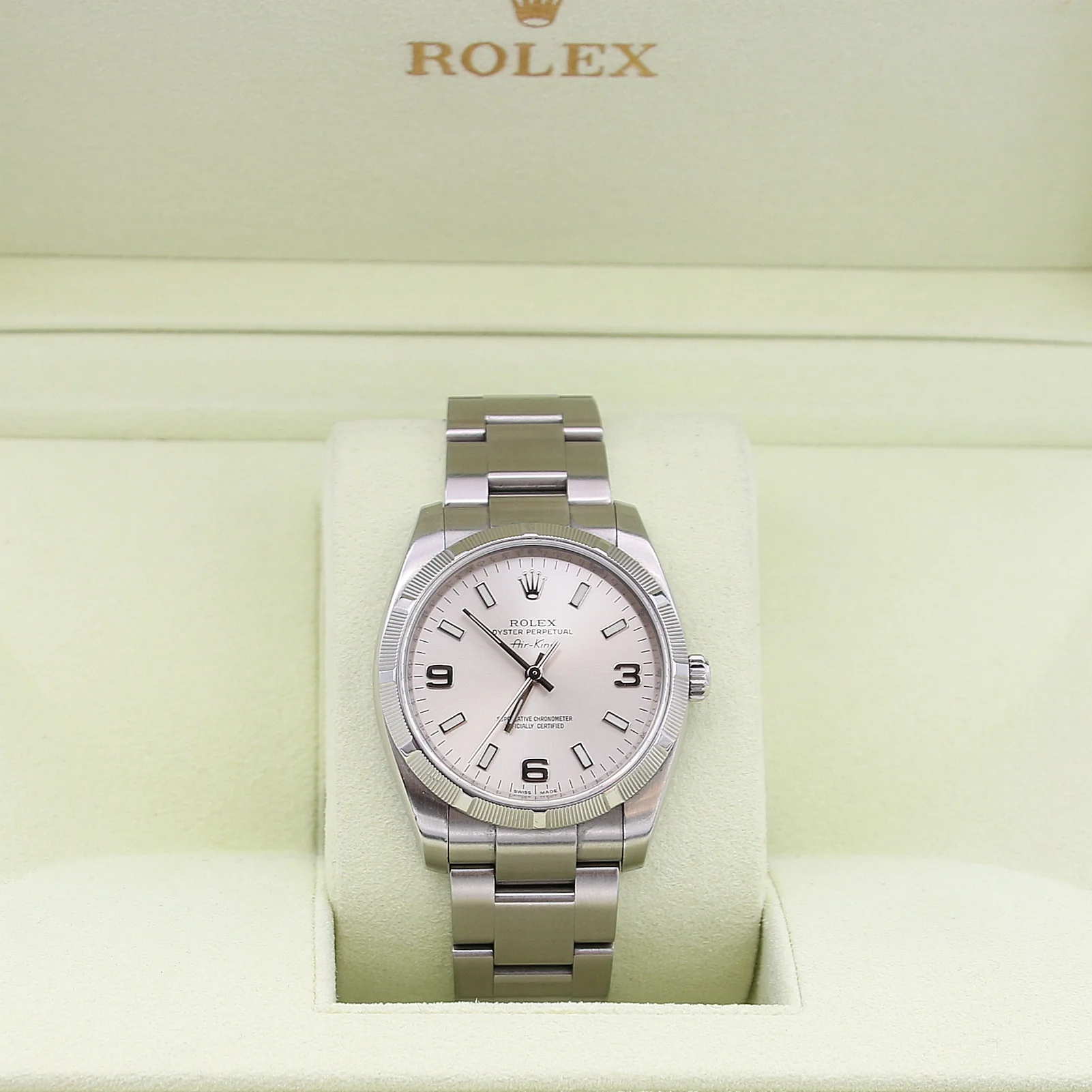 Rolex Air-King ref. 114210 Dial Silver 3-6-9 - Full Set - Image 3