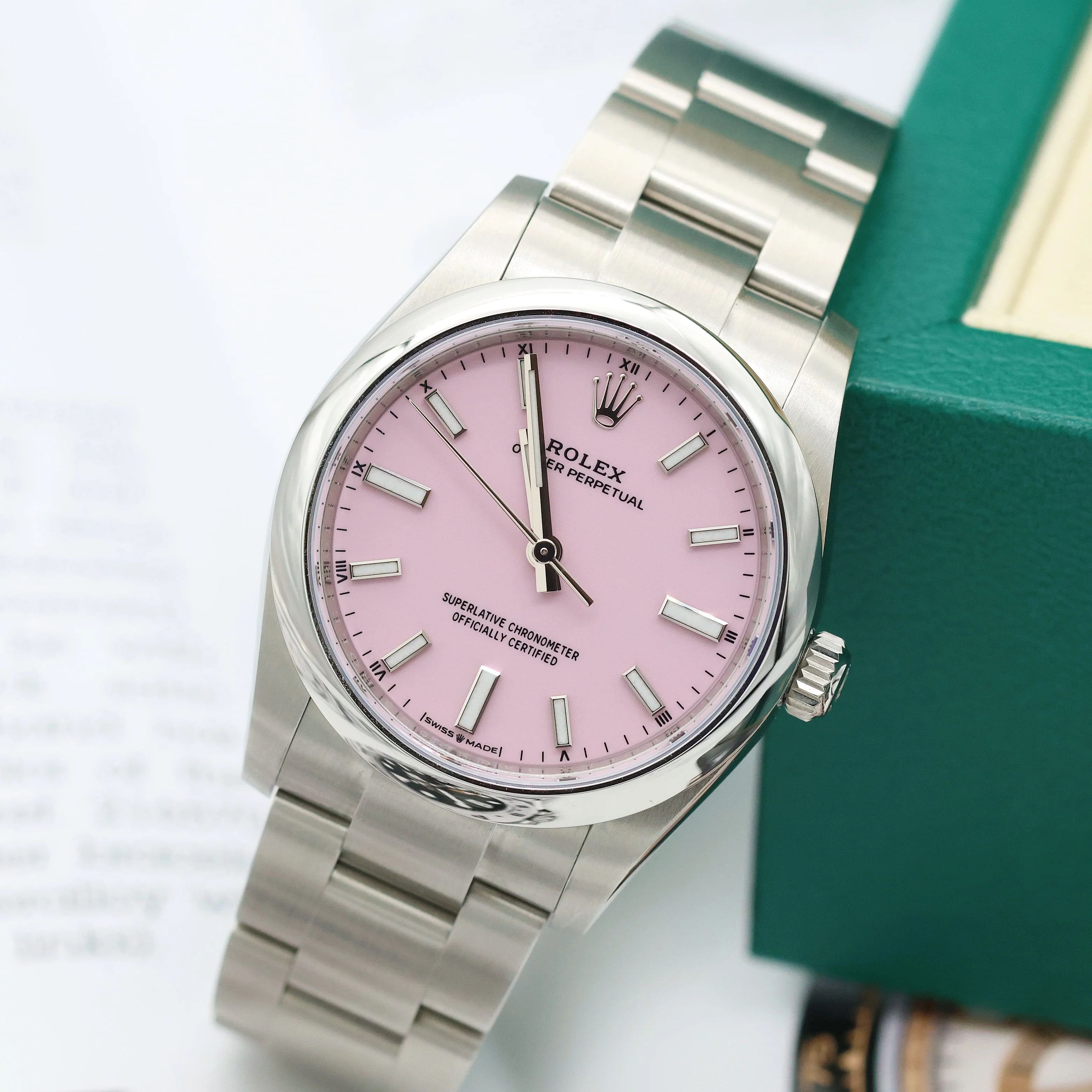 Rolex Oyster Perpetual ref. 124200 - 34mm Pink Dial - Full set - Image 2