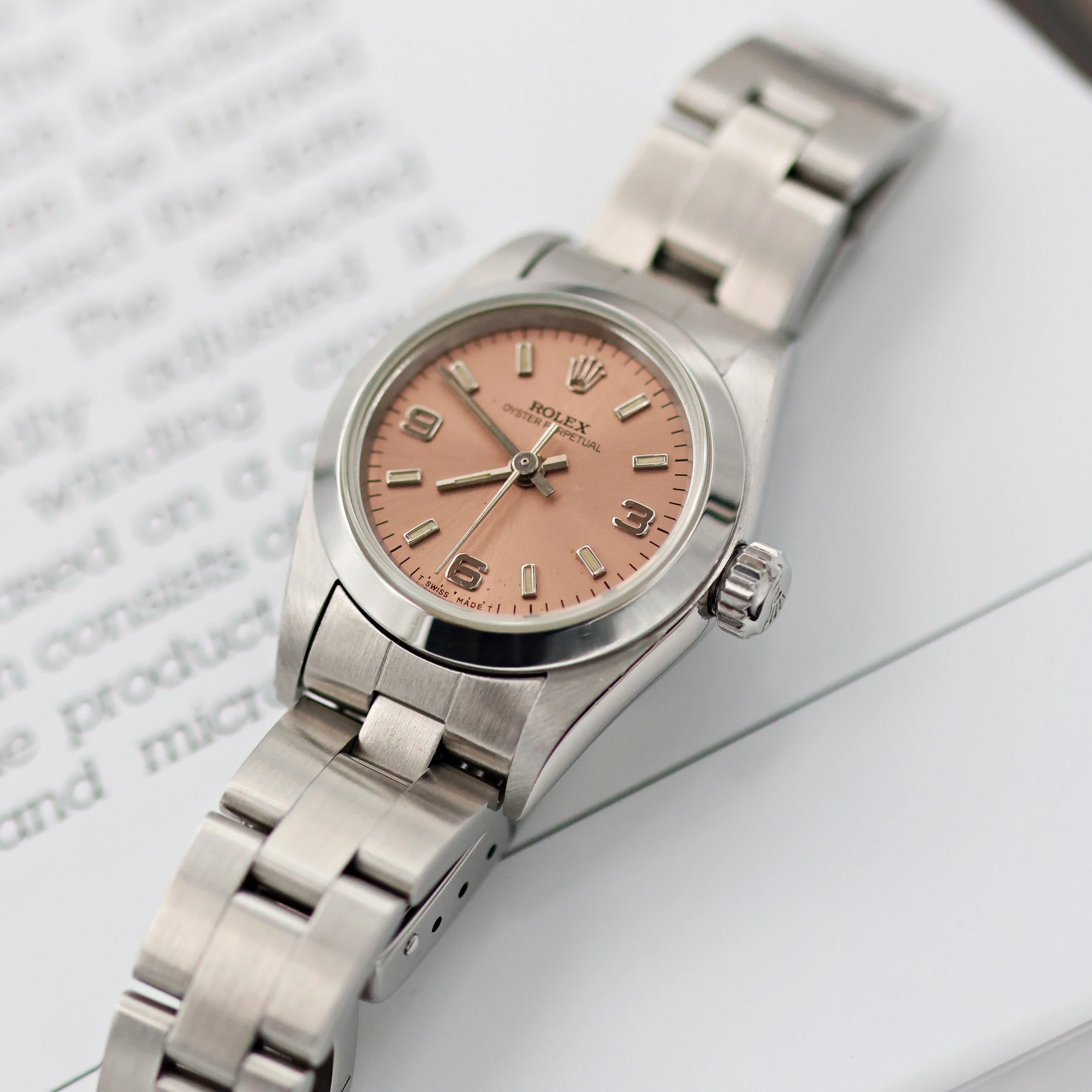 Rolex Oyster Perpetual ref. 67180 - Salmon Dial - Oyster Bracelet - Image 3