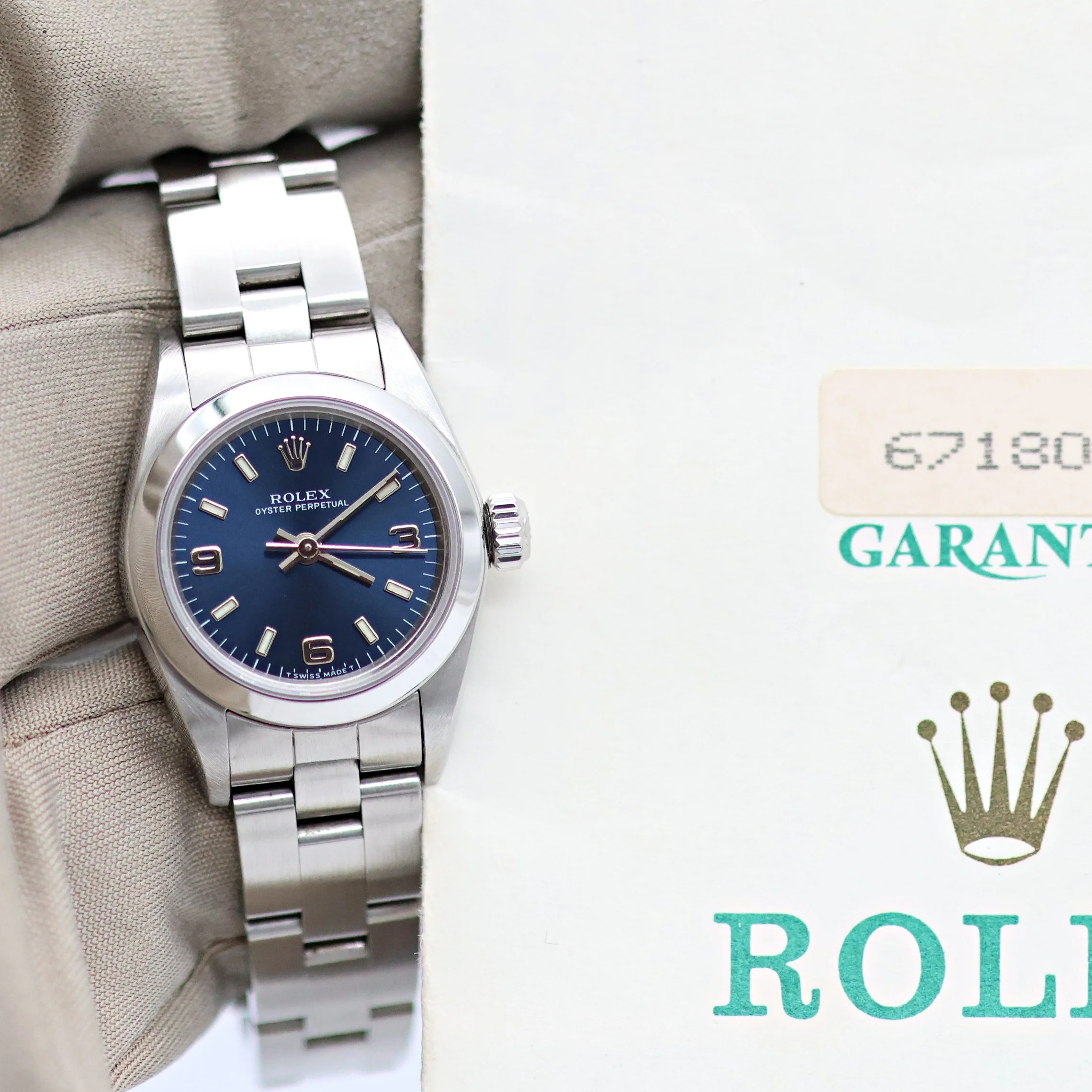 Rolex Oyster Perpetual ref. 67180 - Blue 3-6-9 Dial - Oyster Bracelet - Full Set - Image 7