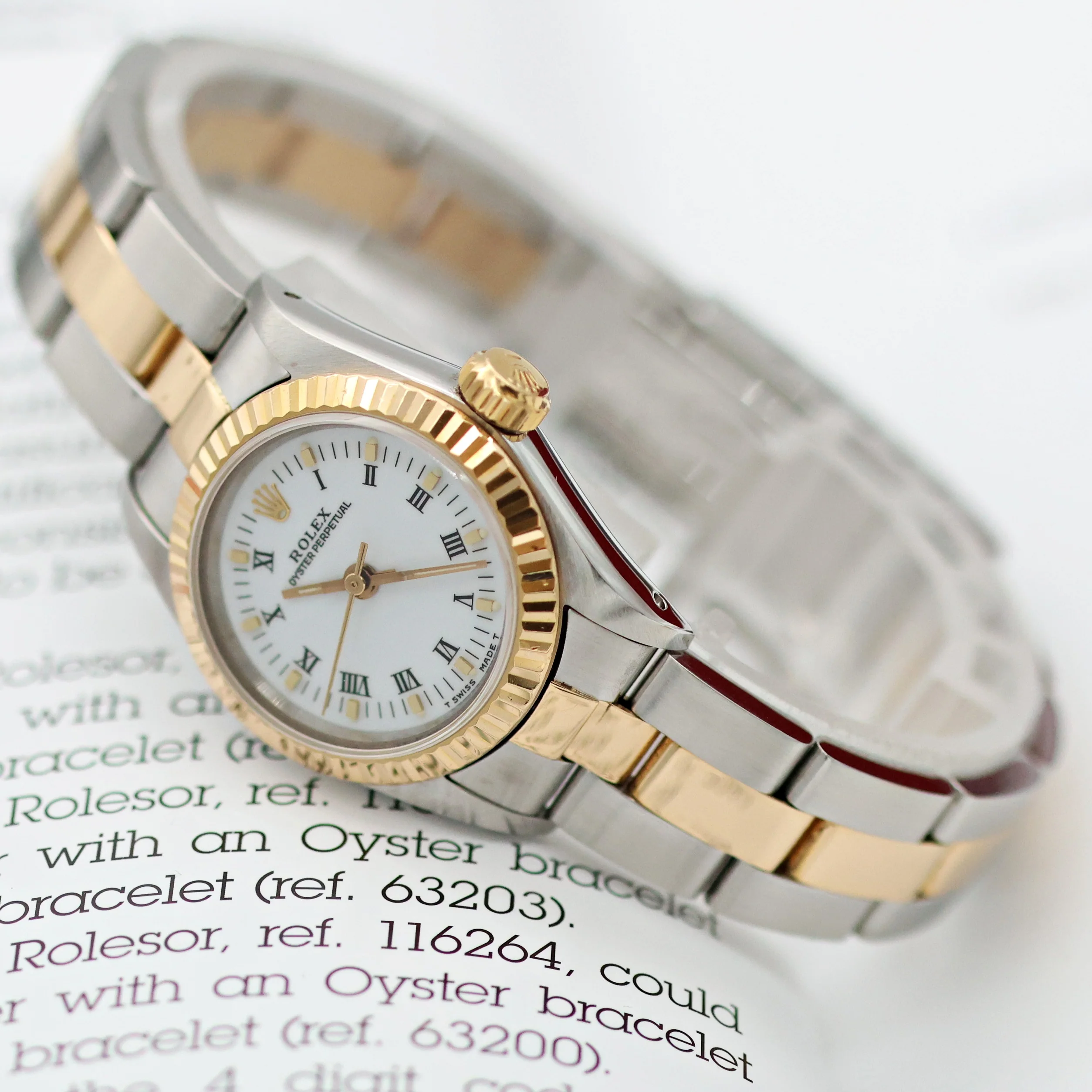 Rolex Oyster perpetual ref. 67193 White Roman dial Oyster bracelet - Image 4