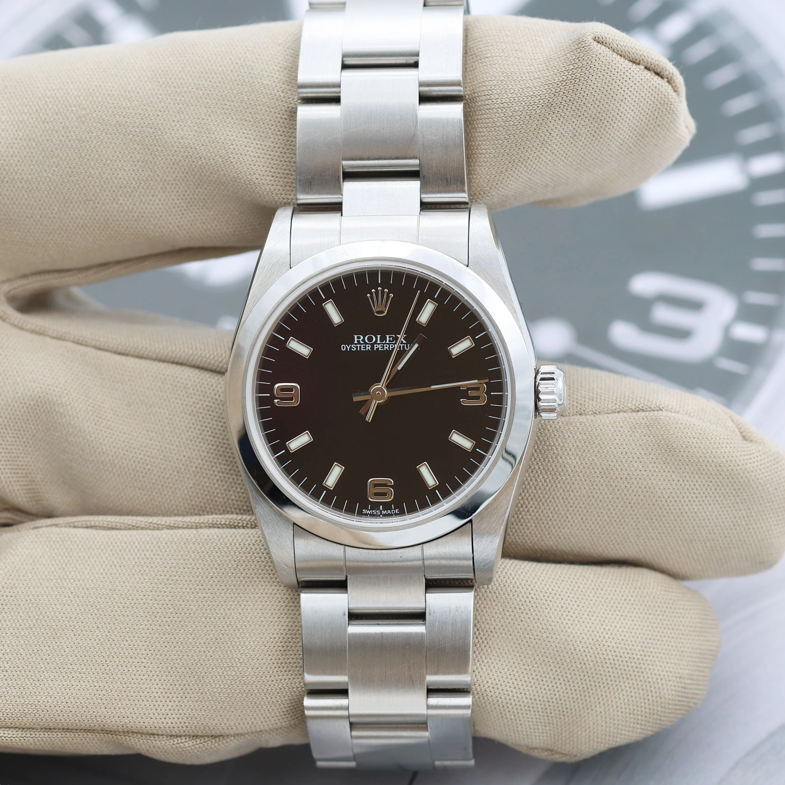 Rolex Oyster Perpetual Ref. 77080 - Black 3-6-9 dial - Full Set - Image 4