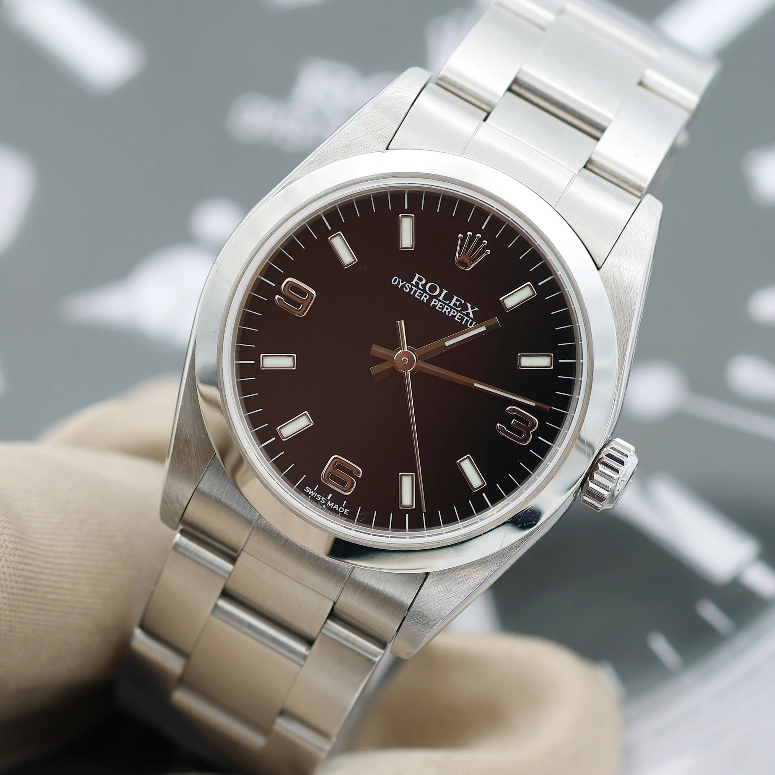 Rolex Oyster Perpetual Ref. 77080 - Black 3-6-9 dial - Full Set - Image 7