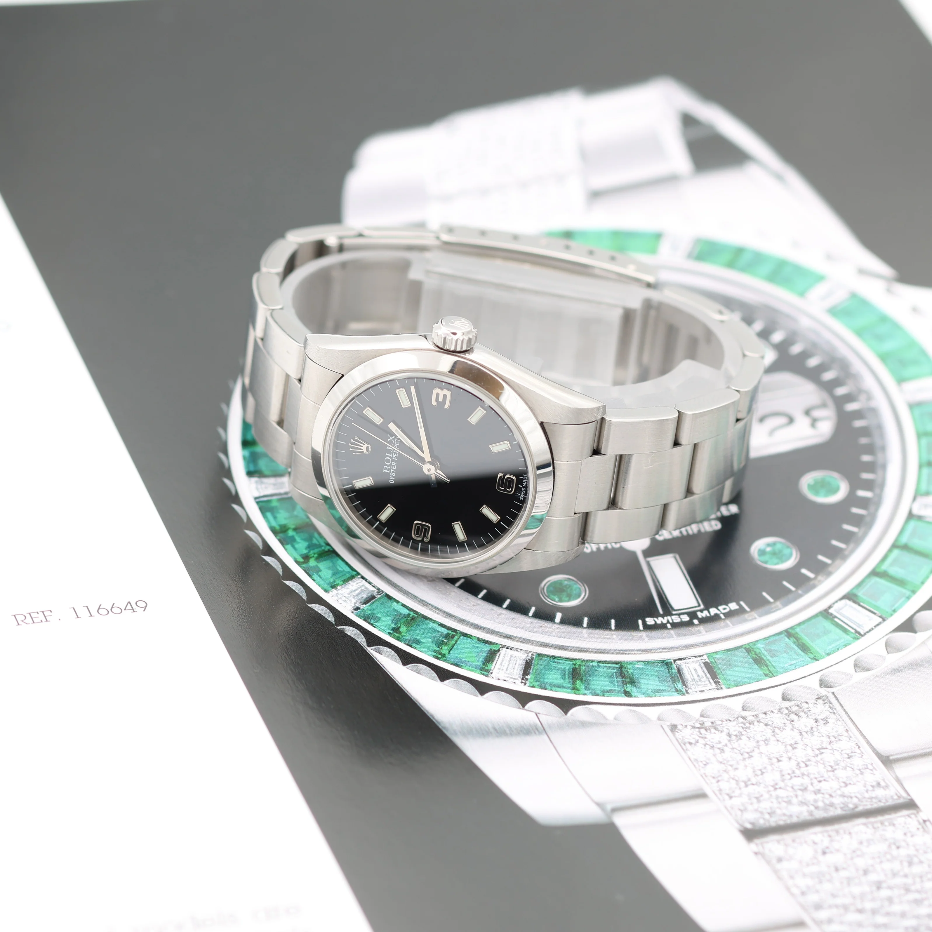 Rolex Oyster Perpetual Ref. 77080 - Black 3-6-9 dial - Full Set - Image 9