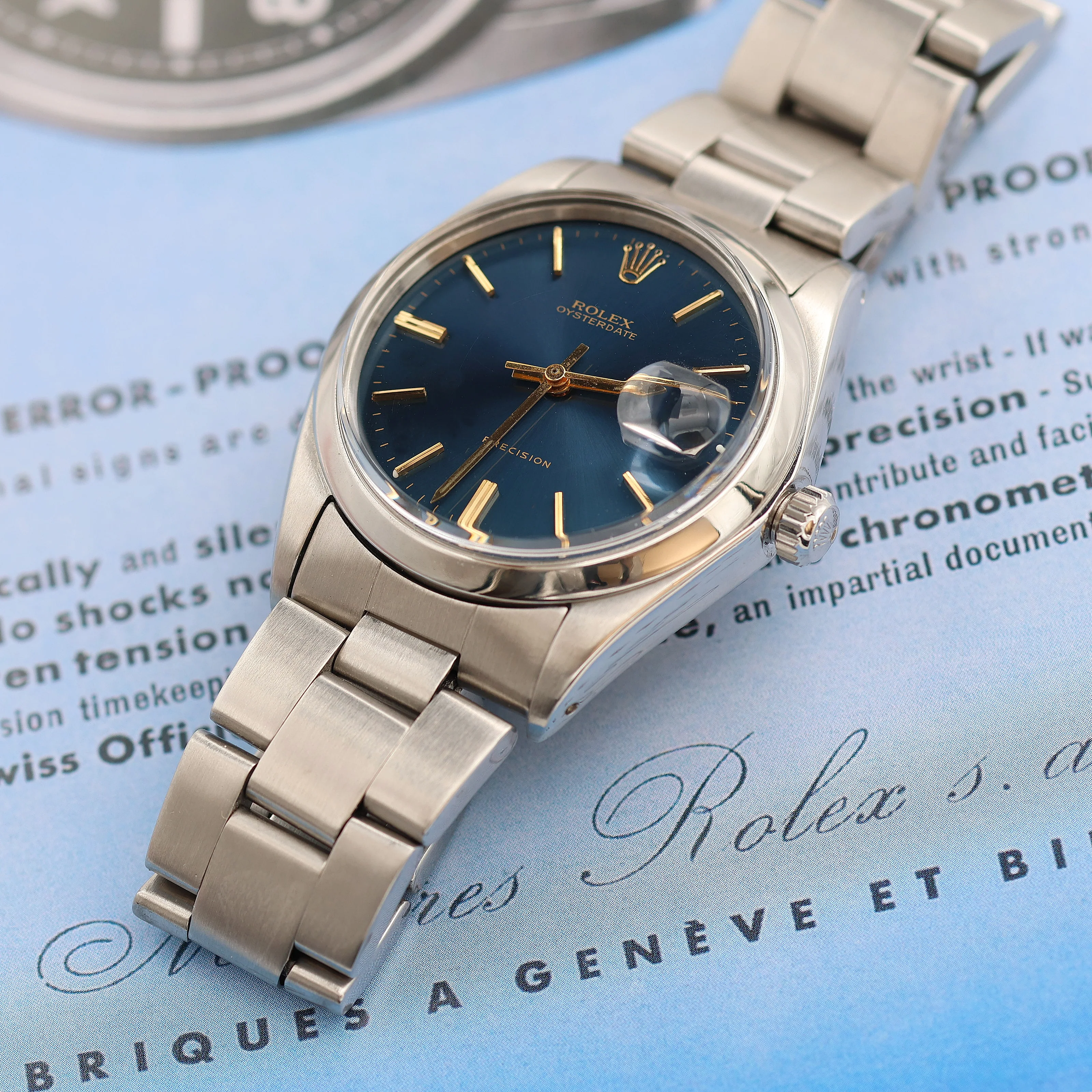 Rolex Precision Date ref. 6694 Blue Dial (Golden Indexes) Oyster bracelet - Image 5