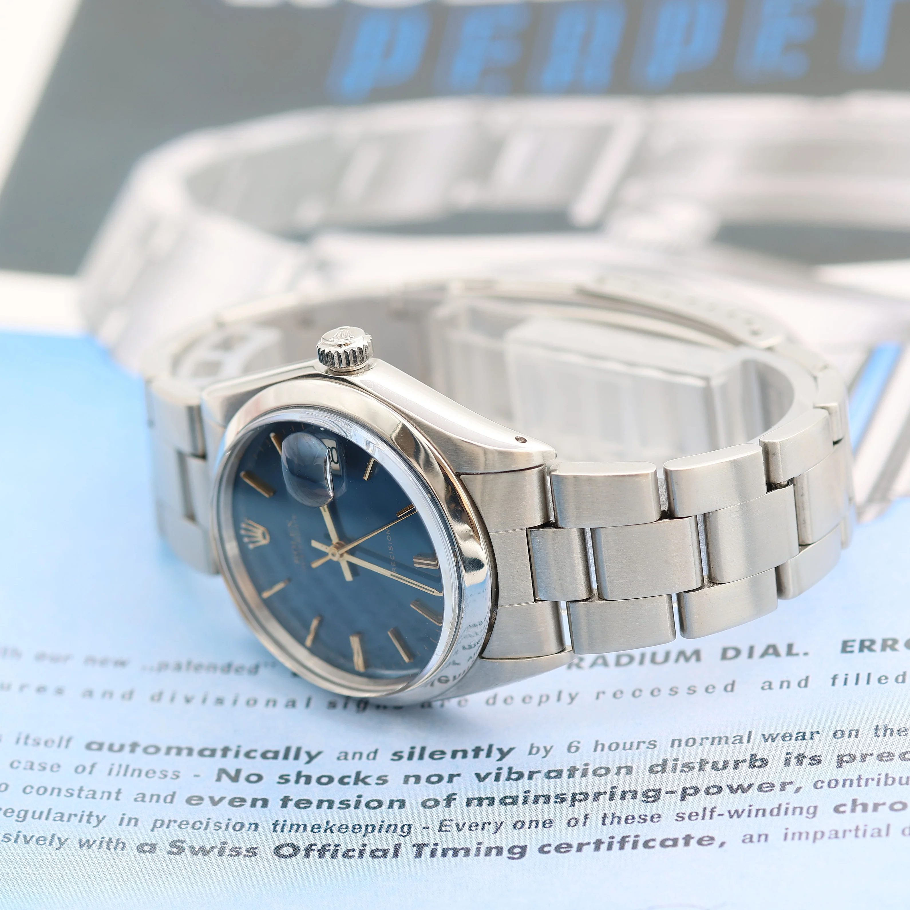 Rolex Precision Date ref. 6694 Blue Dial (Golden Indexes) Oyster bracelet - Image 6