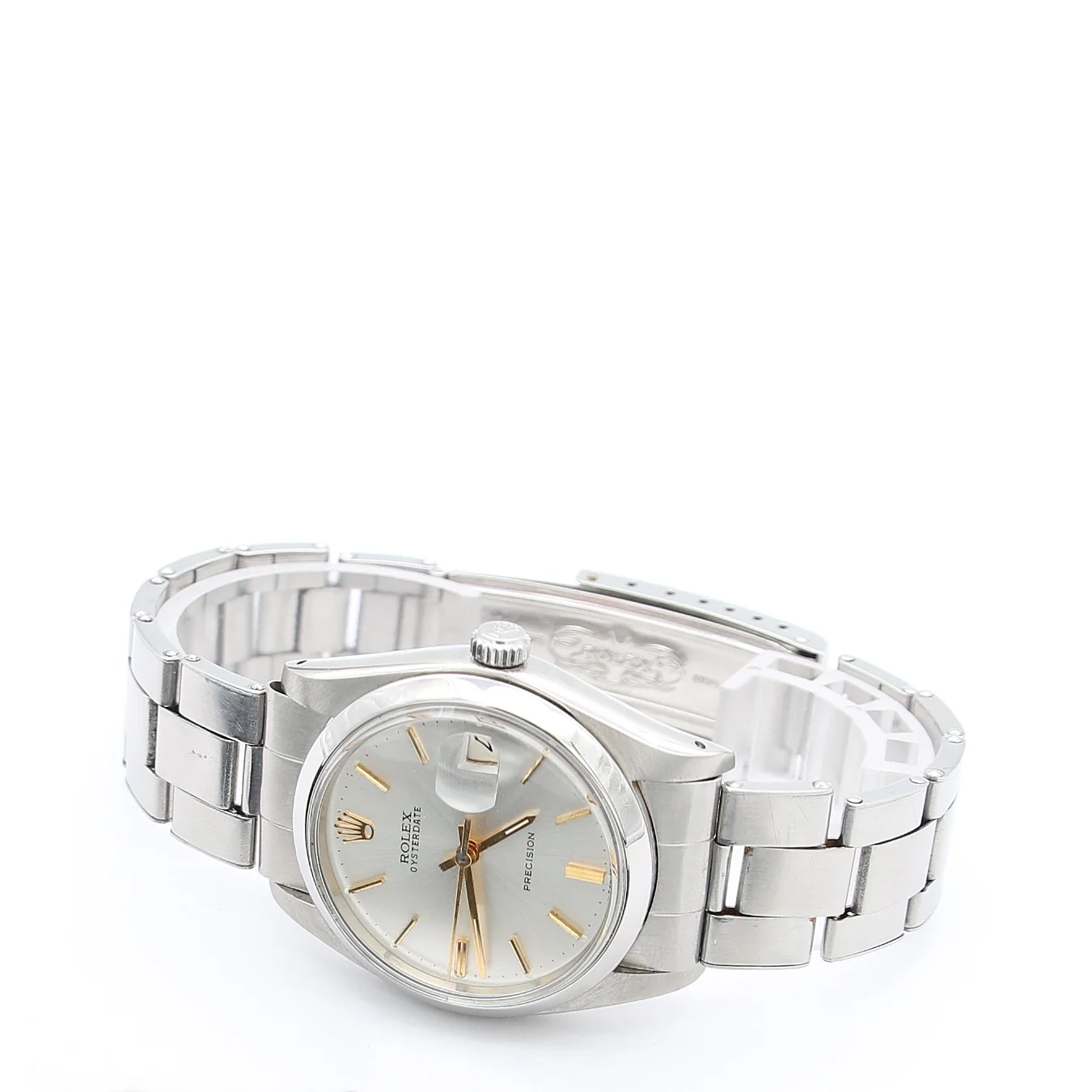 Rolex Precision ref. 6694 - Silver Dial with Golden Indexes - Oyster Rivet Bracelet - Image 2