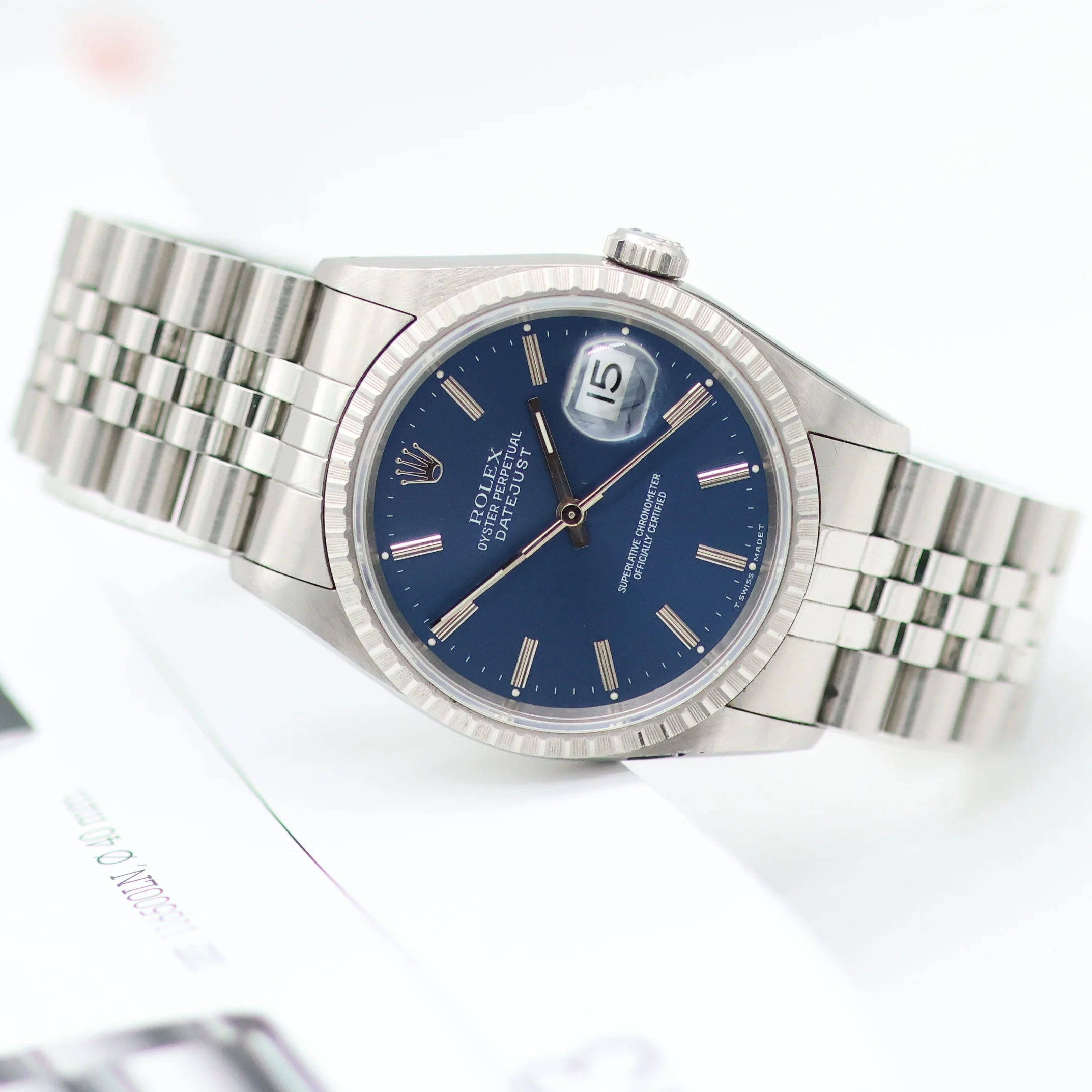 Rolex ref. 16220 Blue Dial Jubilee Bracelet - Full Set - Image 10