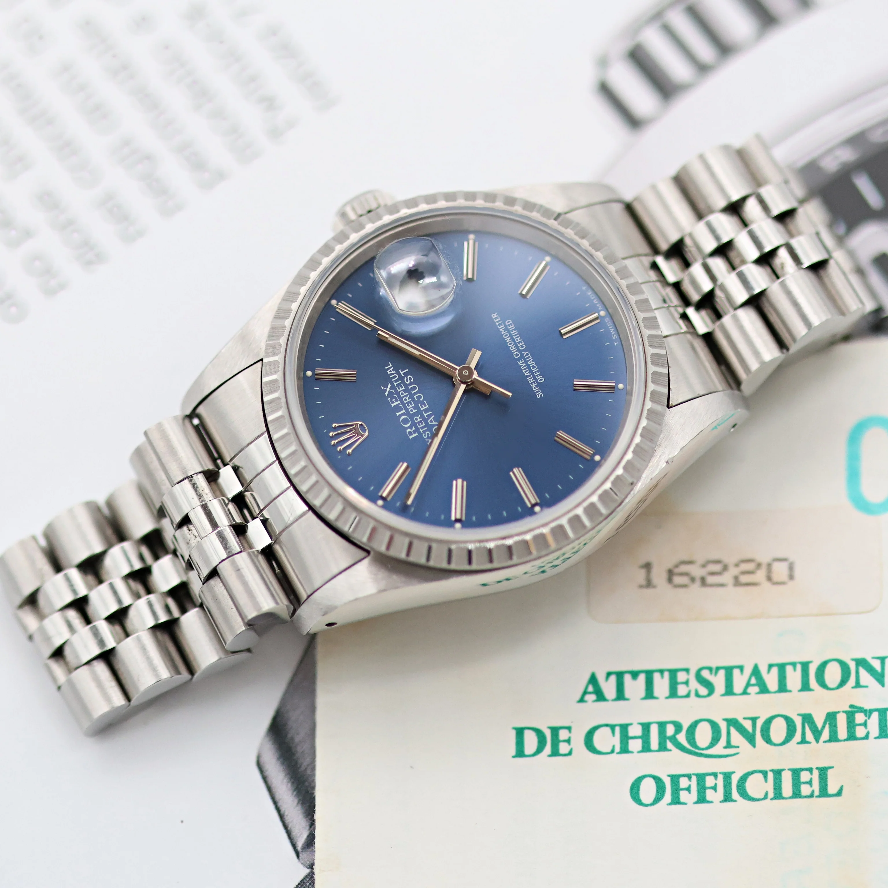 Rolex ref. 16220 Blue Dial Jubilee Bracelet - Full Set - Image 12