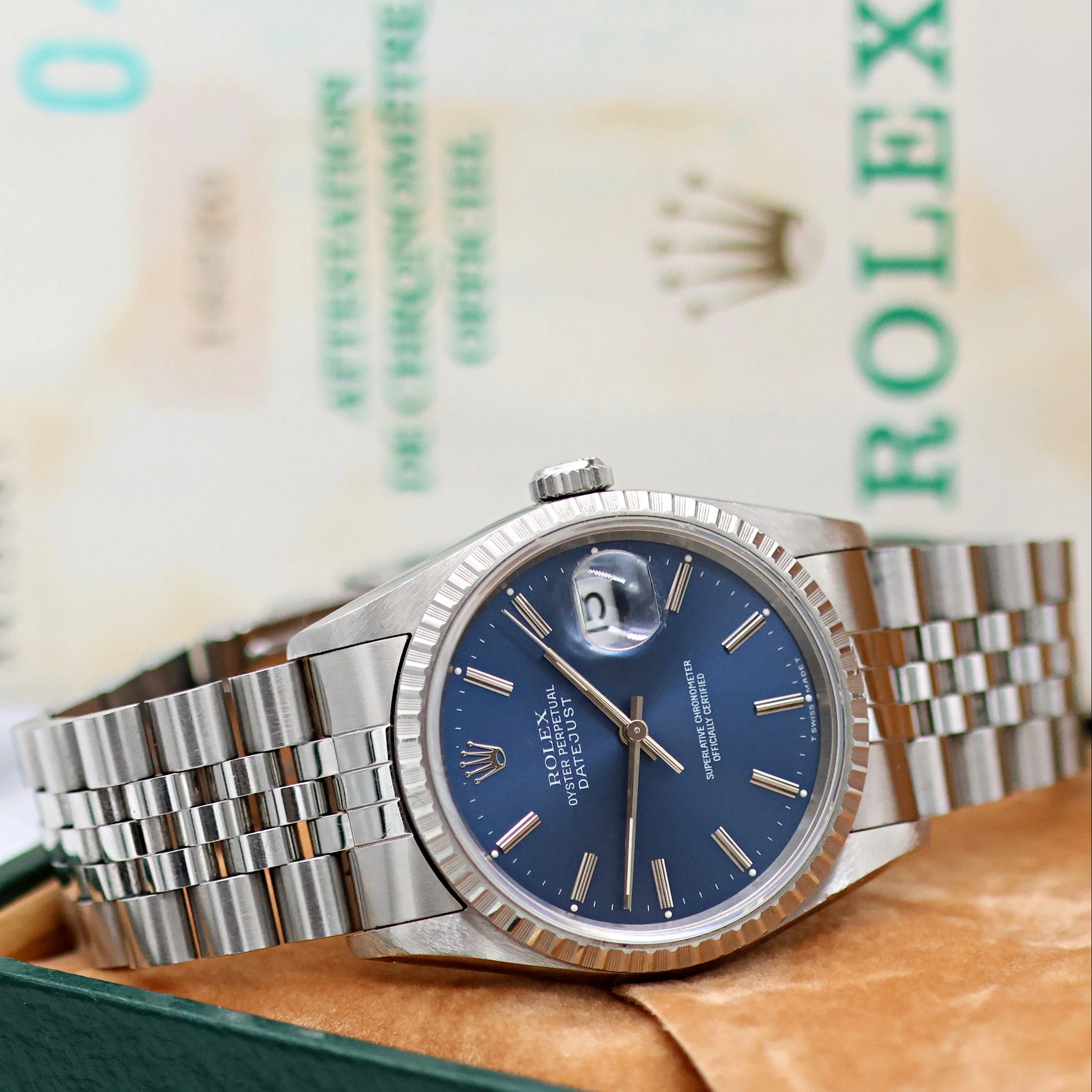 Rolex ref. 16220 Blue Dial Jubilee Bracelet - Full Set - Image 13