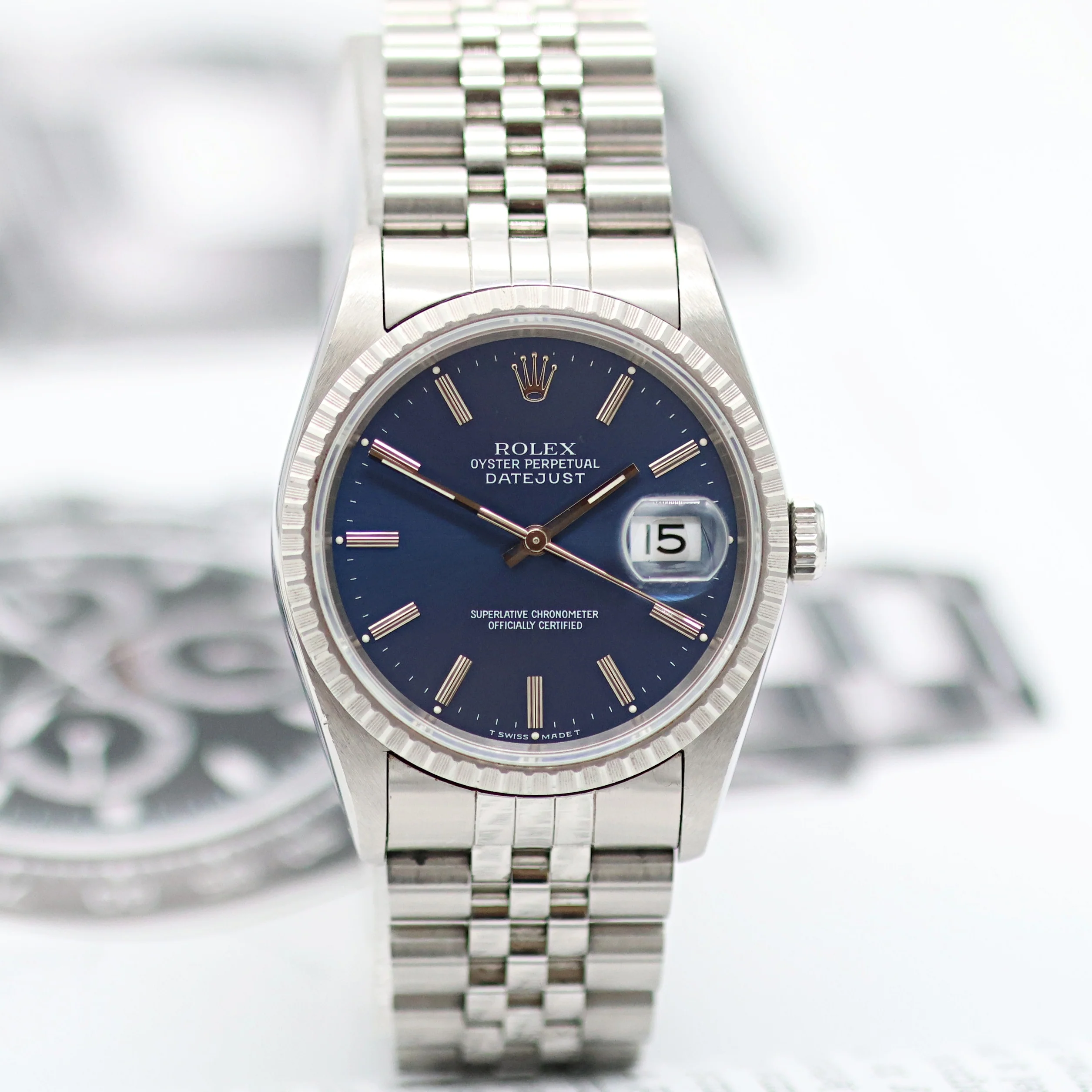 Rolex ref. 16220 Blue Dial Jubilee Bracelet - Full Set - Image 7