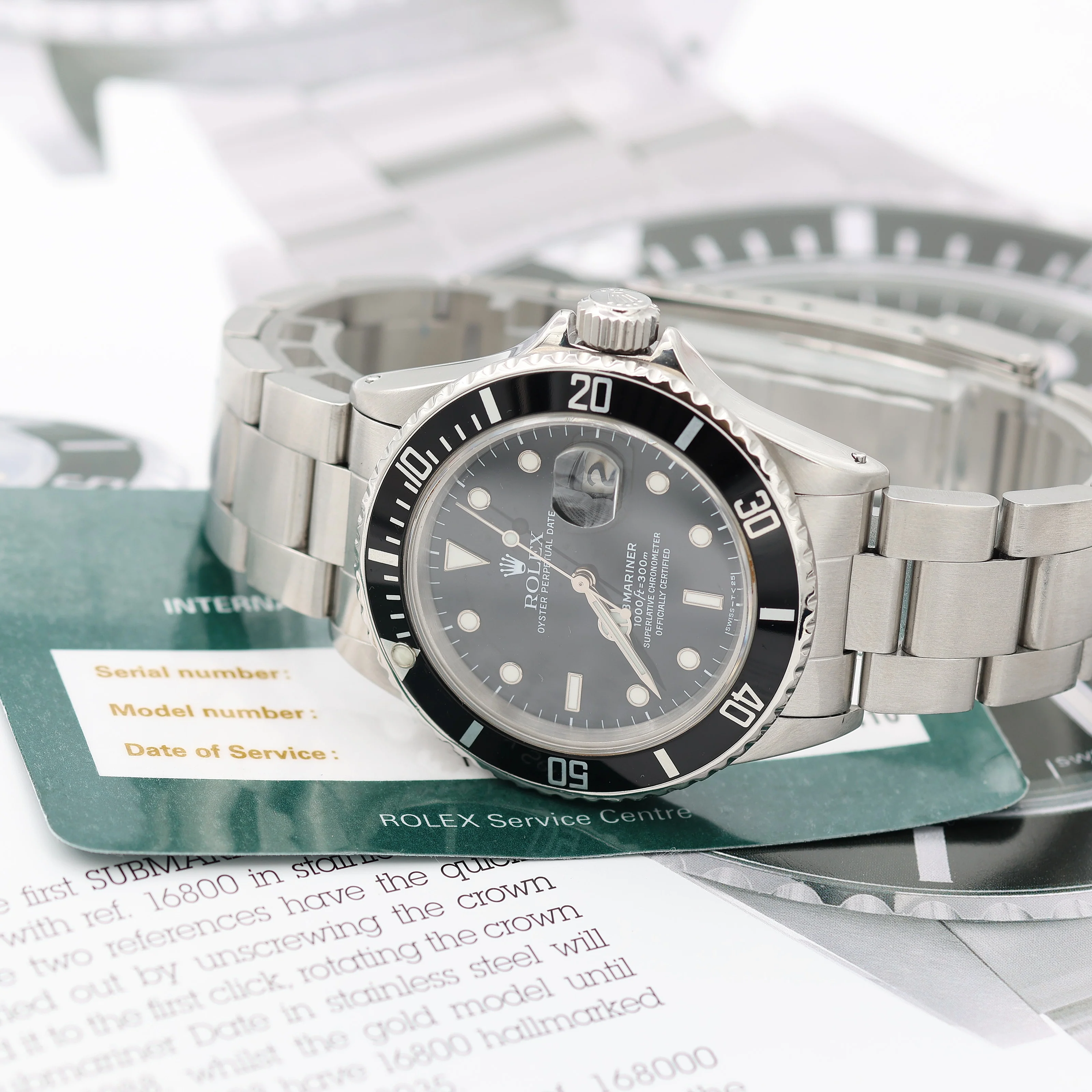 Rolex Submariner ref. 16800 - Oyster Bracelet - Rolex Service Card - Image 3