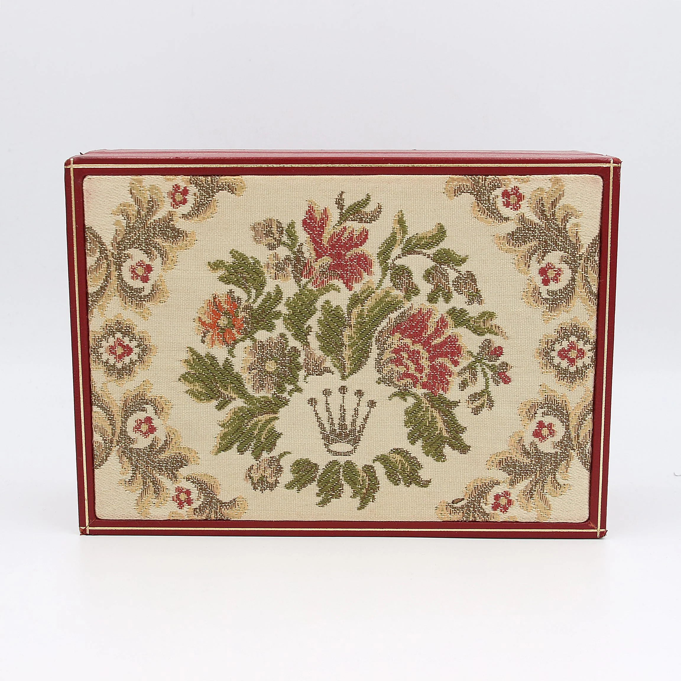 Rolex Watch Box | Vintage Box Lady Red and Gold "Embroidered" Tapestry President 60.01.2 - Image 3