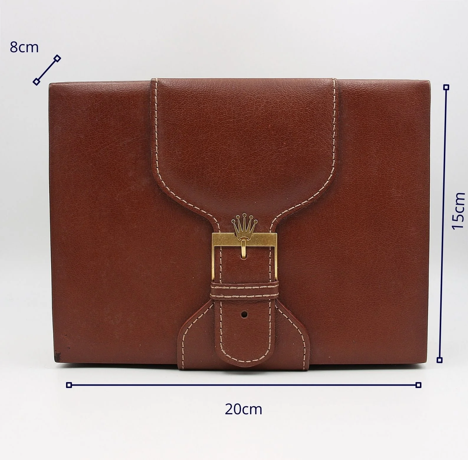 Rolex Watch Box | Vintage Box Men Brown Leather "Buckle" 71.00.01 - Image 3